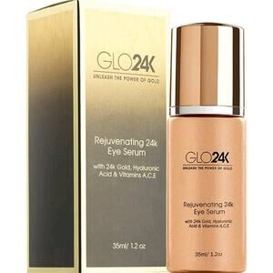 GLO24K Rejuvenating 24K Eye Serum with‎ 24K Gold~Hyaluronic Acid~Vitamin A,C,E